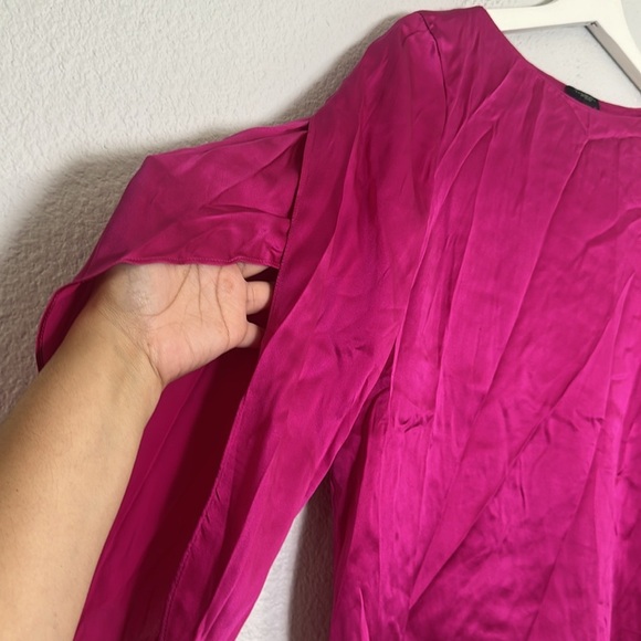 Talbots Women’s Size 8 Petite Pink Open Sleeve 100% Silk Blouse - Picture 4 of 13